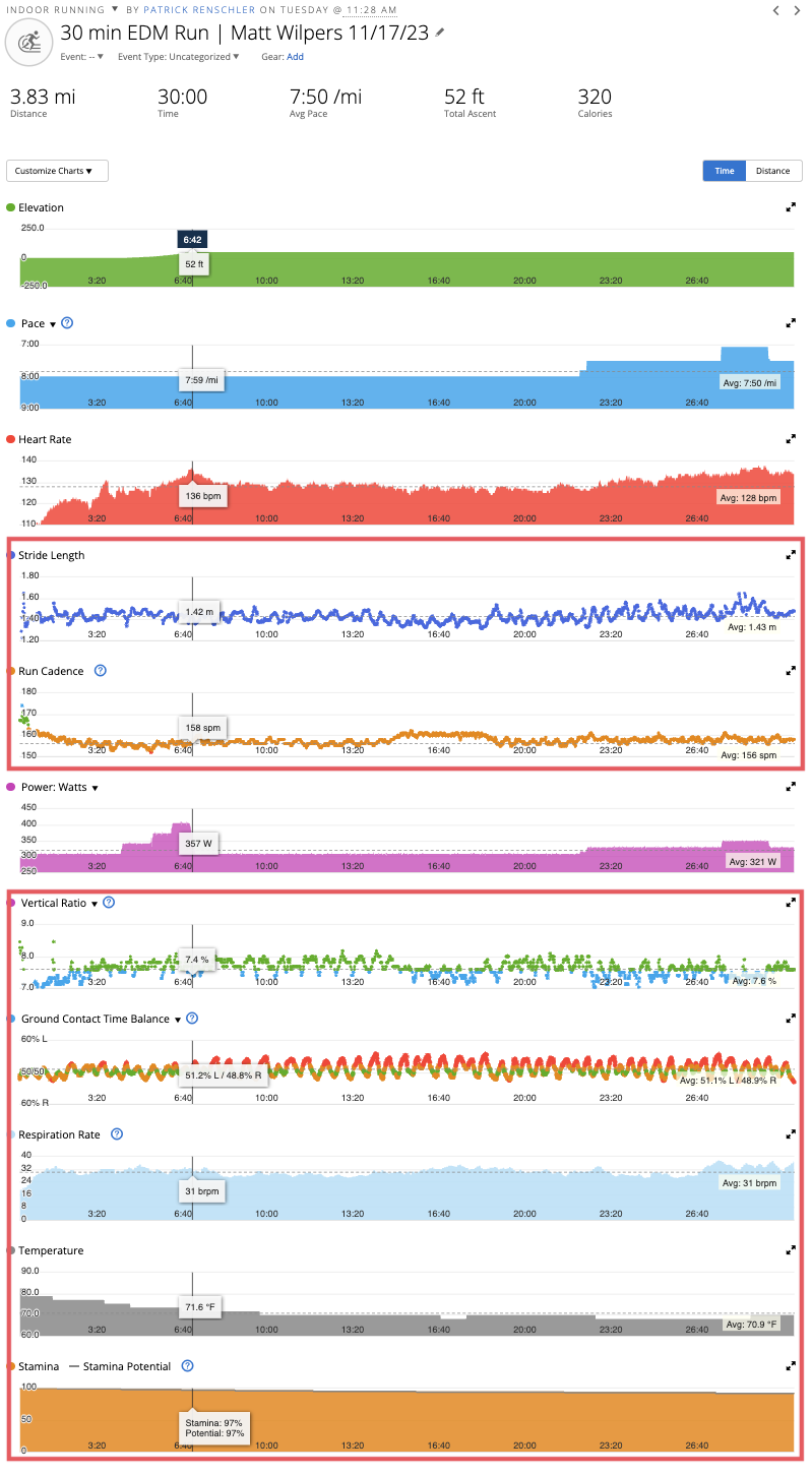 Peloton tread workout in Garmin Connect